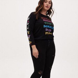 TORRID Disney Mickey Mouse & Friends Black Long Sleeve Crew Top Size 1